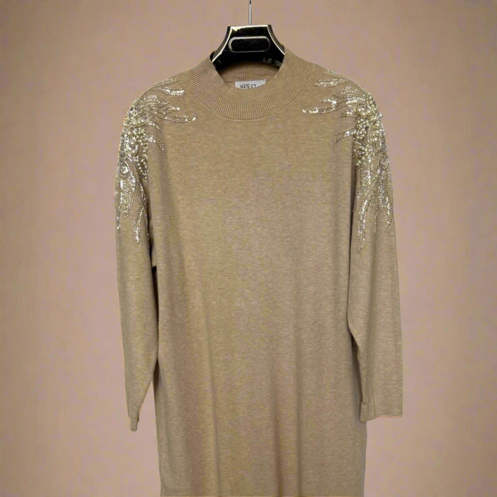 Embellished shoulder Long Jumper Dress