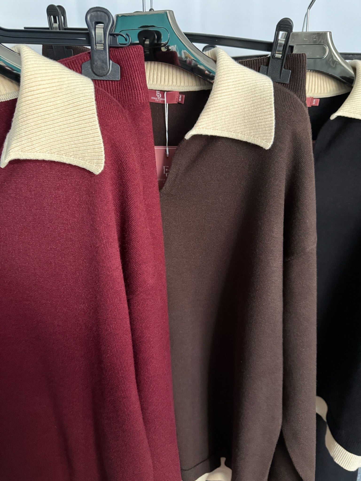 Collar detail knitted V-neck jumper set with matching trouser