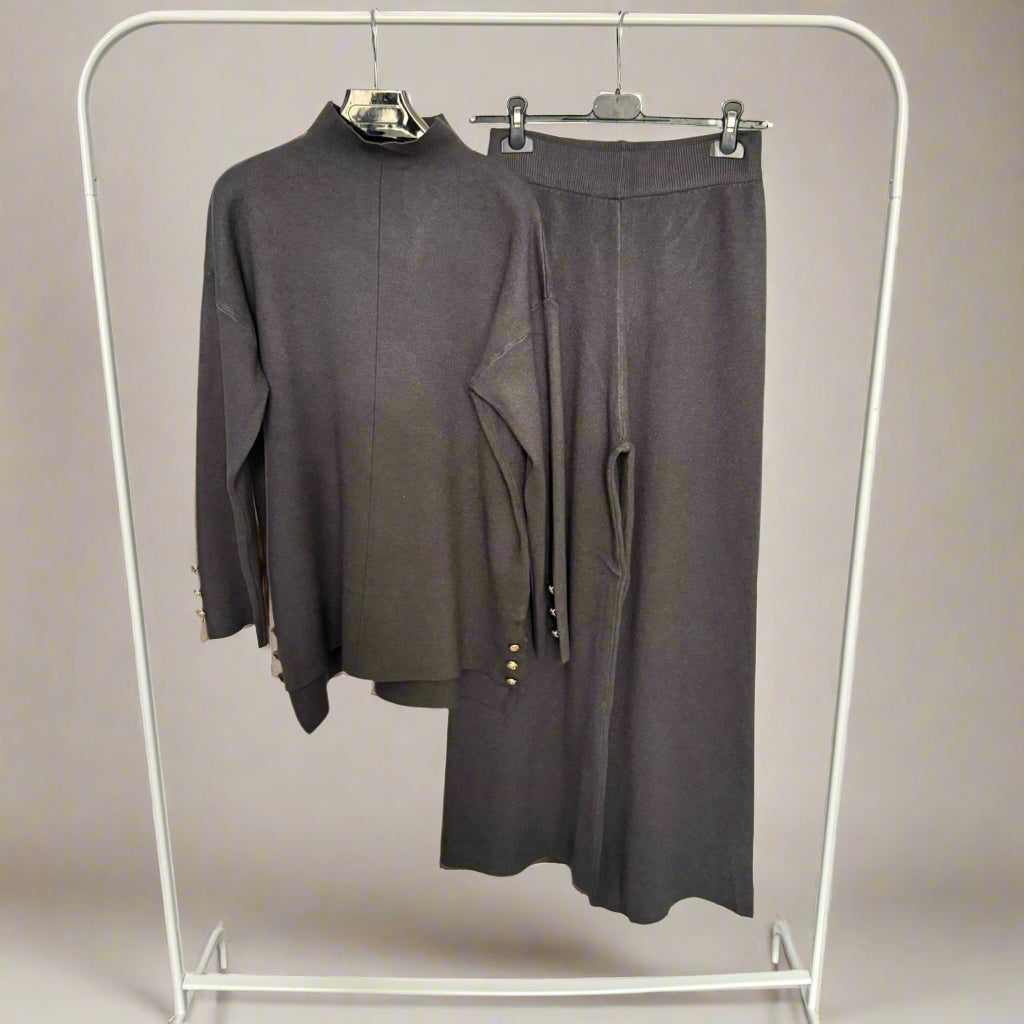 Gold buttons high neck Co-ord Set