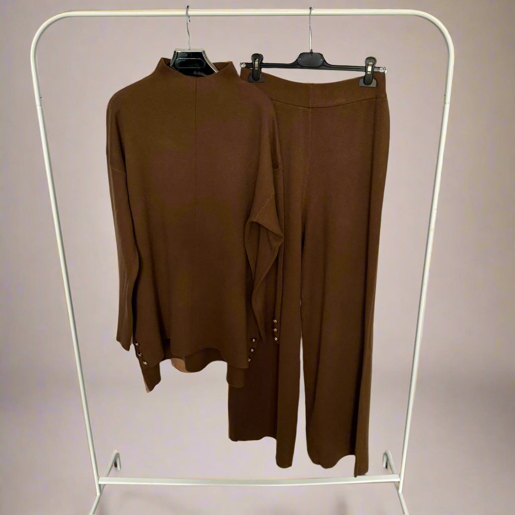 Gold buttons high neck Co-ord Set