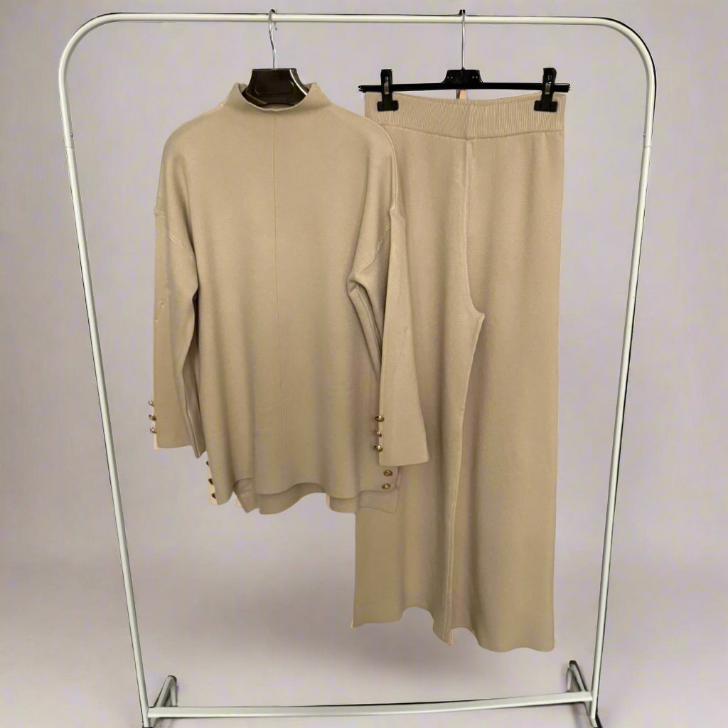 Gold buttons high neck Co-ord Set