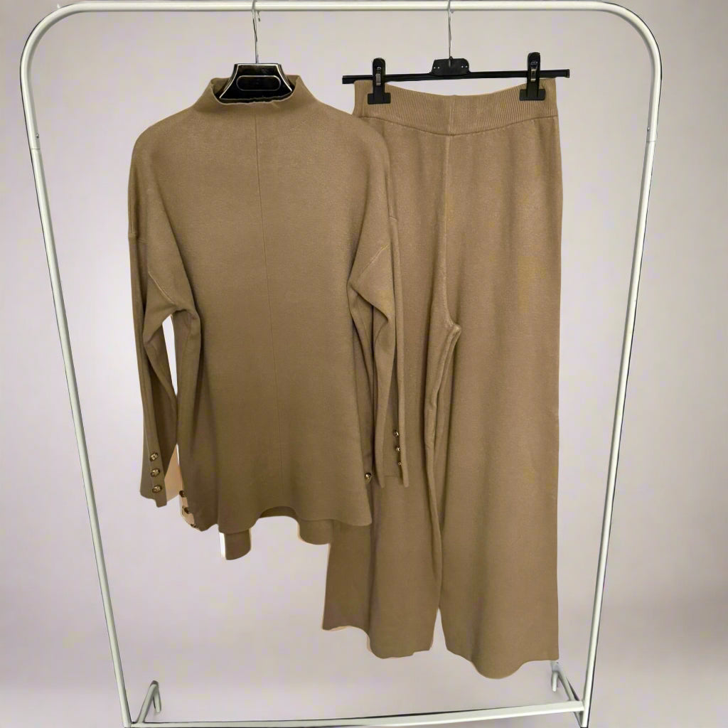 Gold buttons high neck Co-ord Set