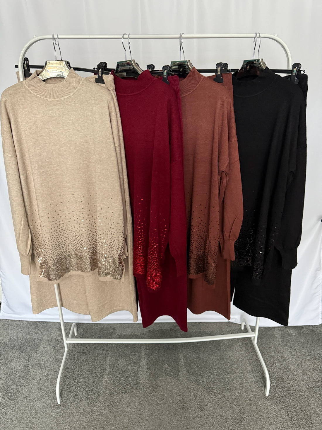 Ombre Sequin Hem Jumper Set