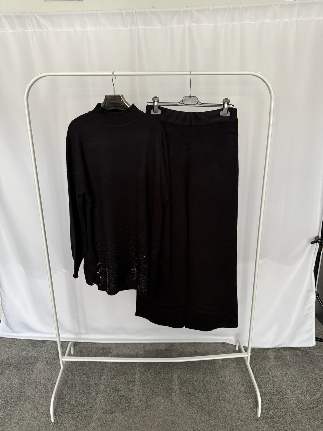 Ombre Sequin Hem Jumper Set