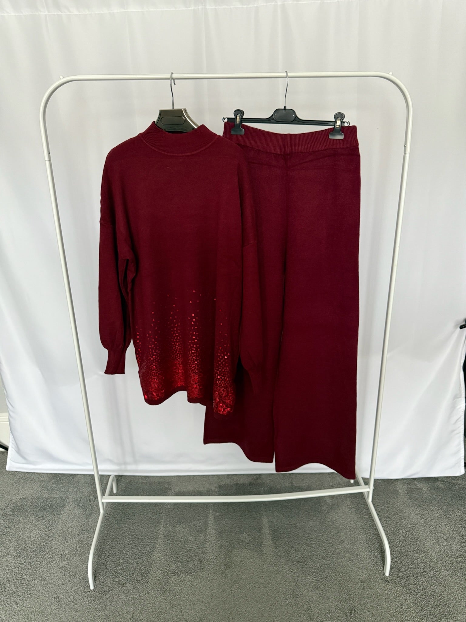 Ombre Sequin Hem Jumper Set