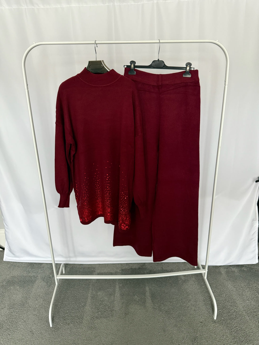 Ombre Sequin Hem Jumper Set