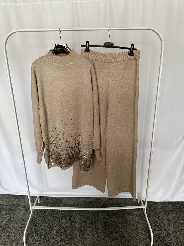 Ombre Sequin Hem Jumper Set