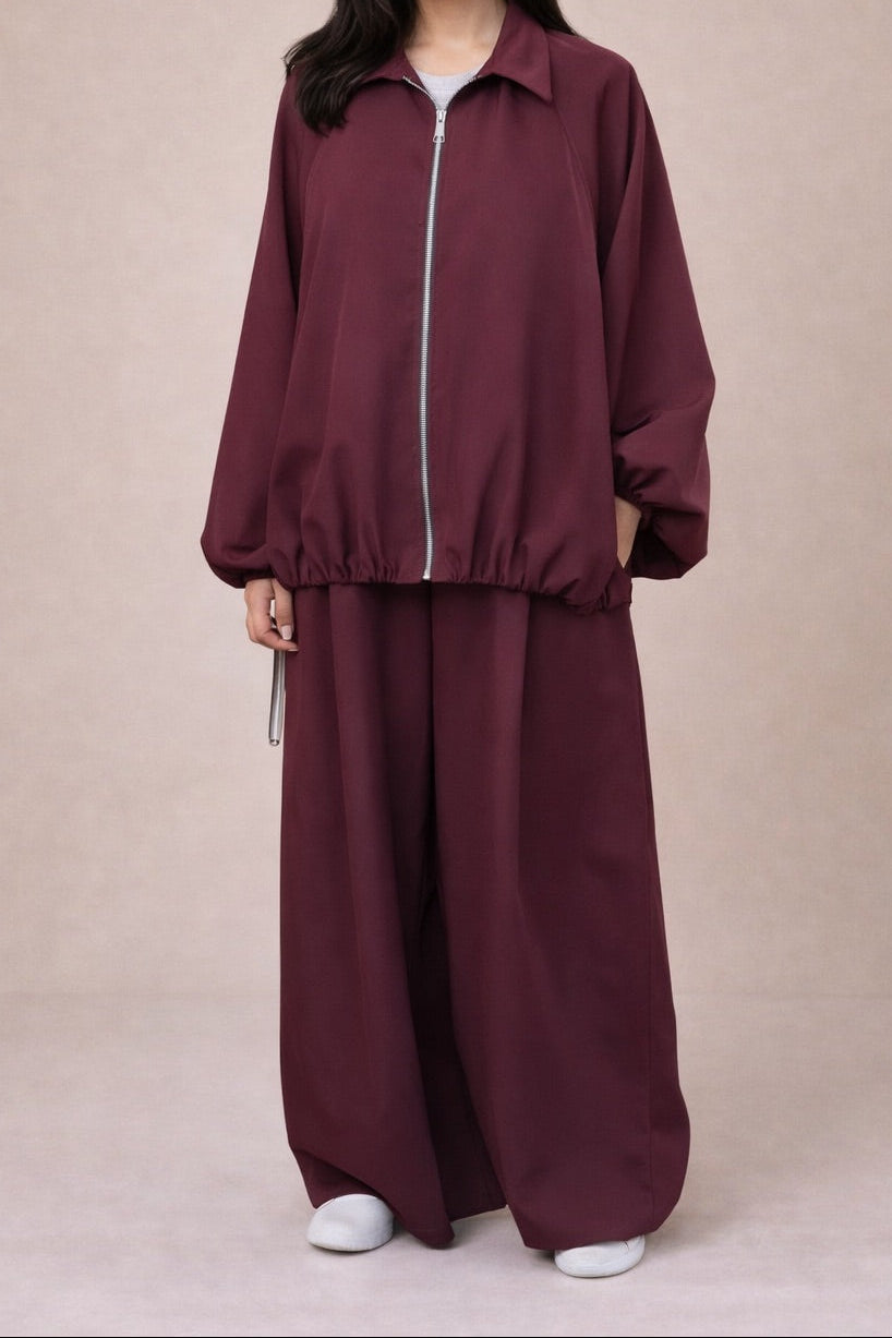 Zip Up Collar Detail Co-Ord Set