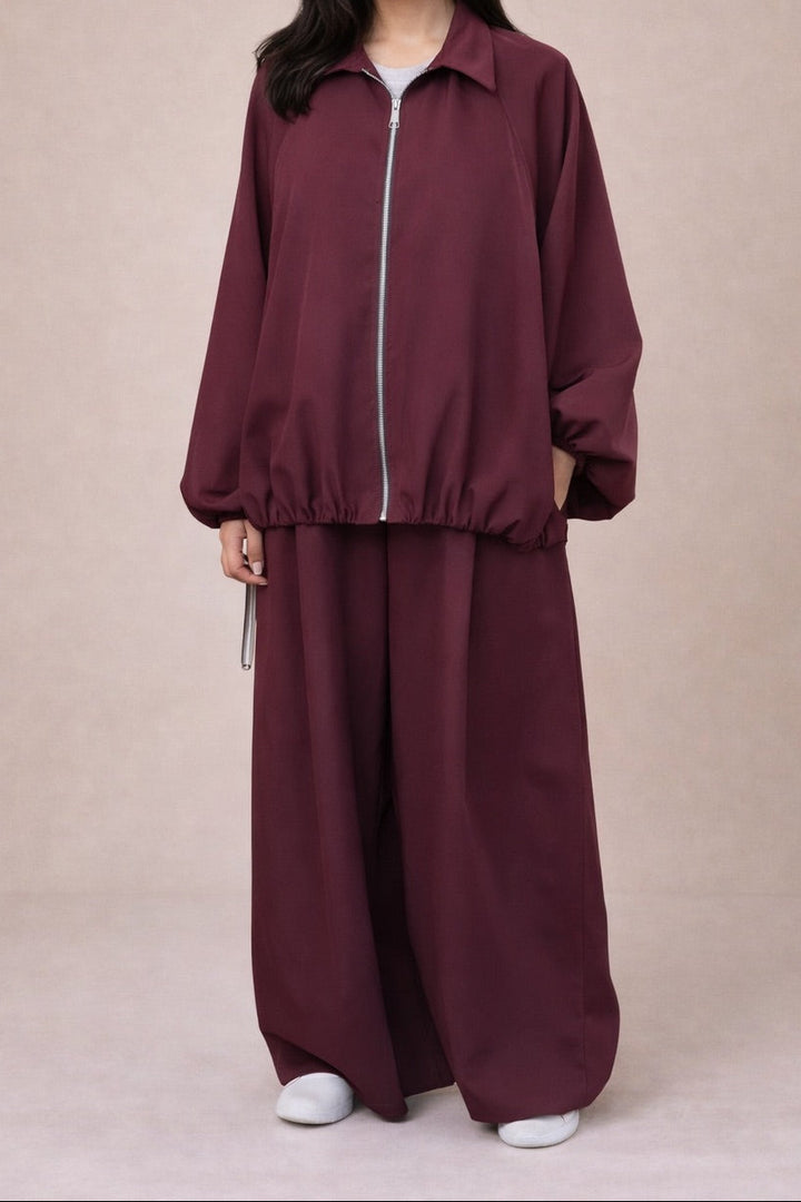 Zip Up Collar Detail Co-Ord Set