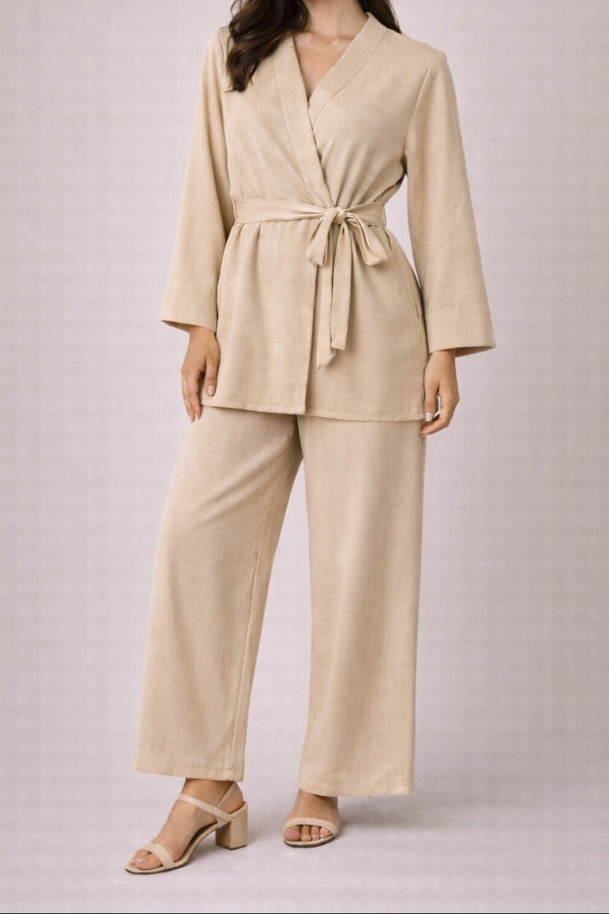 Plain Wrap over Co-ord Set