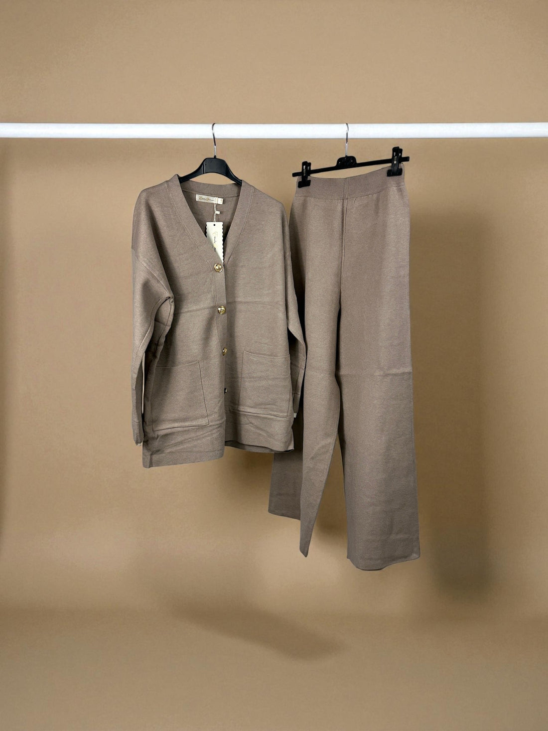 Knit Gold Button Cardigan Set