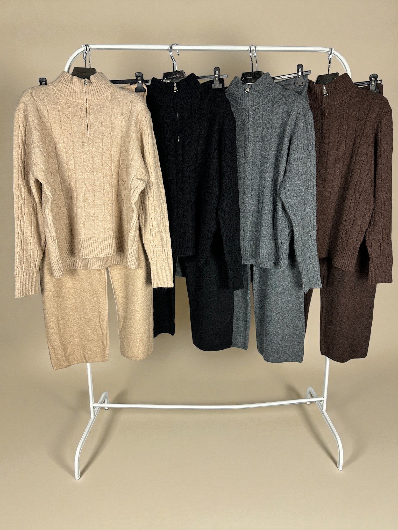 1/4 zip knitted set