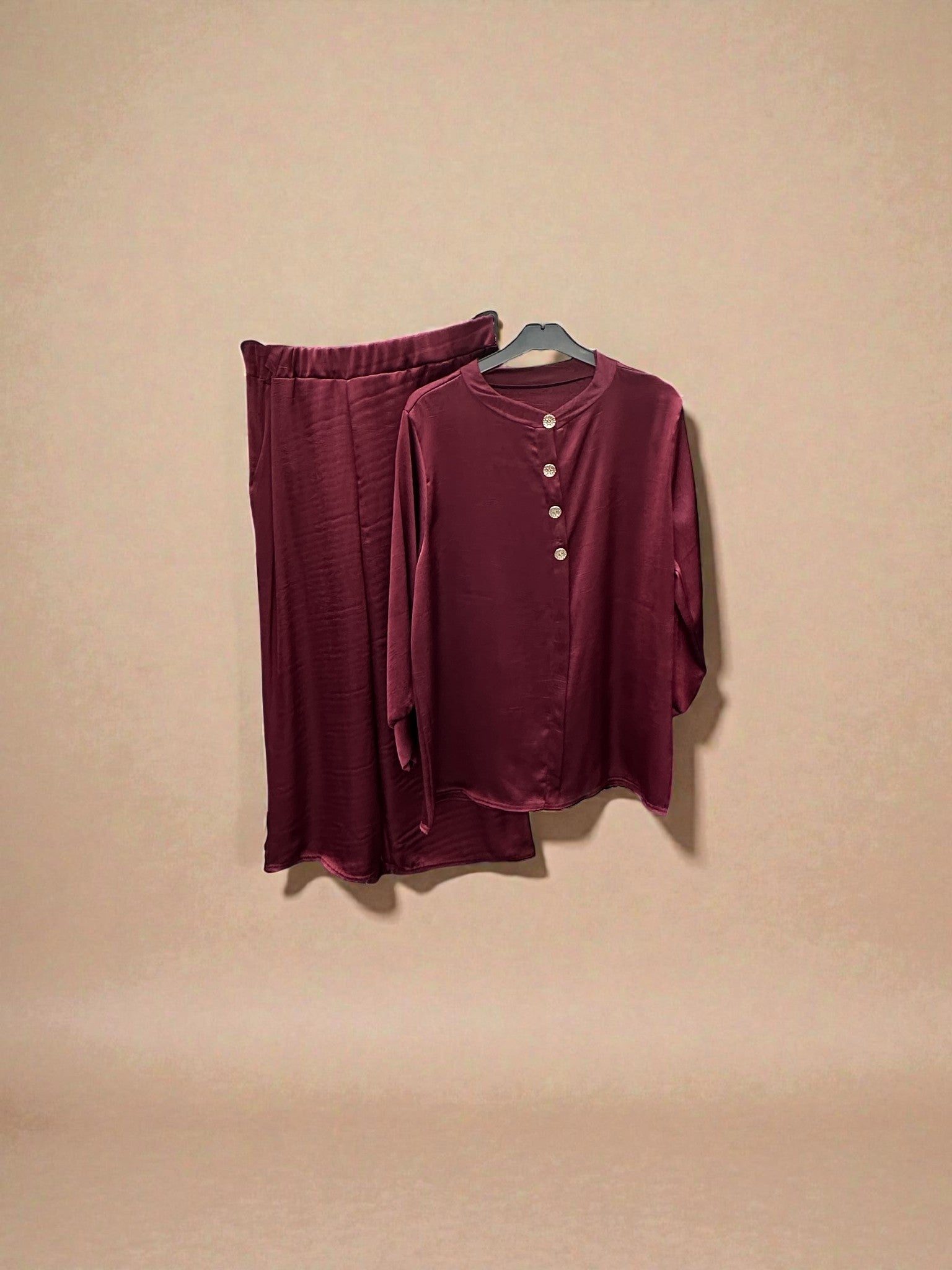 Satin Buttoned Co-ord Set